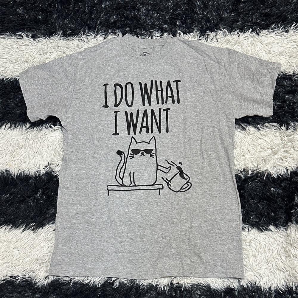 ODM Unisex “I Do What I Want” Funny Cat Tee, Sz M